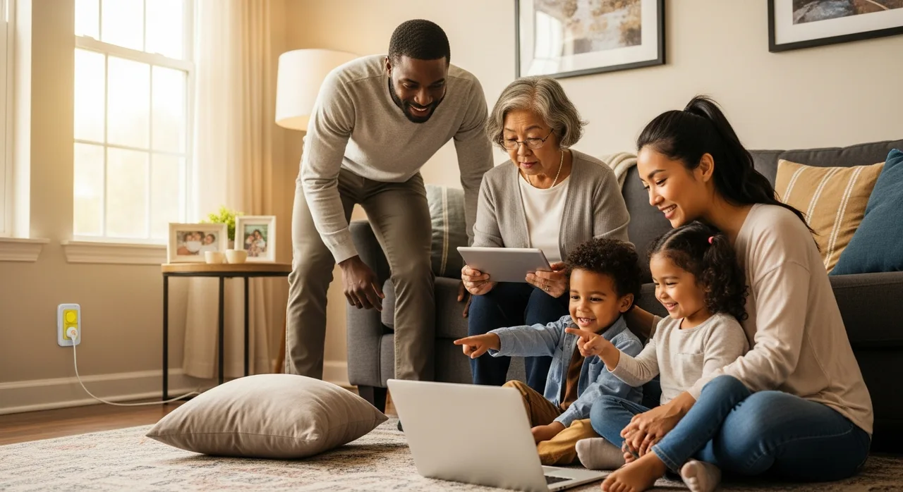 Family learning cybersecurity together at home
