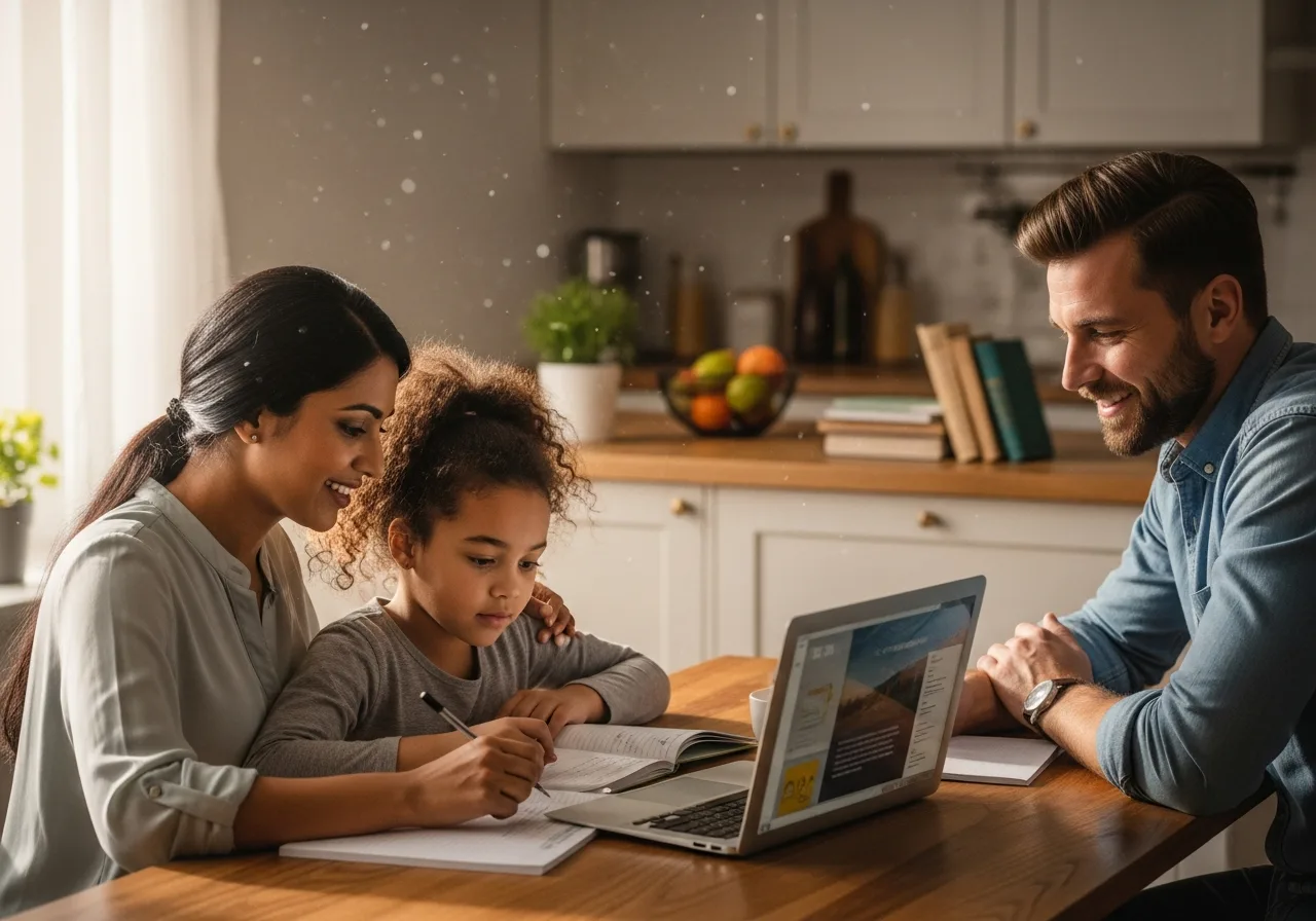 Family learning together with educational materials